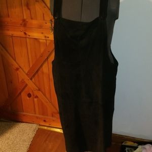 100% Suede Bib Overall Dress